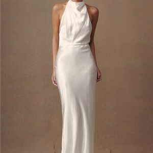 Esther Iridescent Satin Cowl Maxi Dress - Ivory